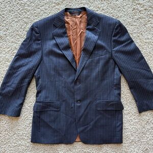 Jos. A. Bank 100% Wool Men's Navy Blue Pinstripe Blazer Suit Jacket - Size 41R